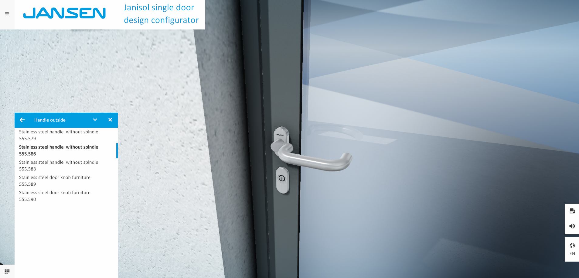 Virtual showroom door handle - Jansen AG